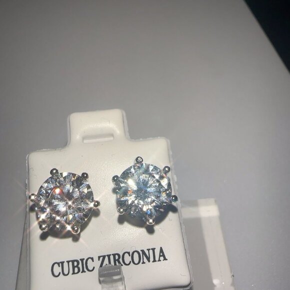 Cubic Zirconia Stud Earrings 2 CT - Picture 6 of 11